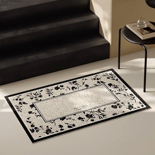 Black floral pattern entrance mat 50x80 mud-removing mat
