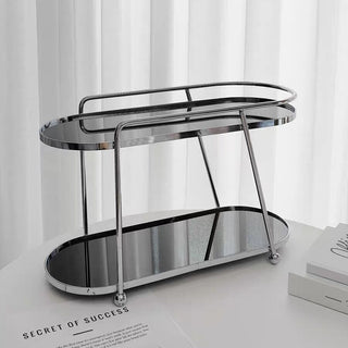 Silver Frame Oval Two-Tier Storage Rack