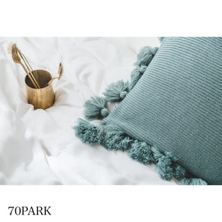 Tassel Pom-Pom Knit Cushion Cover