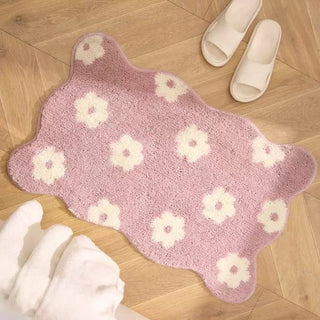 Wave Flower Absorbent Bath Mat 50x80 Door Entrance Mat Non-Slip