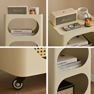 Castered Iron Open Storage Tier Side Table  Wagon Rack