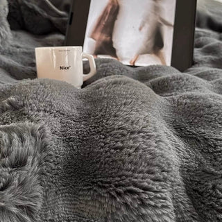 Dark Gray Fluffy and Soft Duvet Cover Set  Bed Cover Bedding Cover