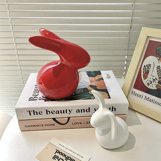 Set of 2  Rabbit Motif Ceramic Object Figurine