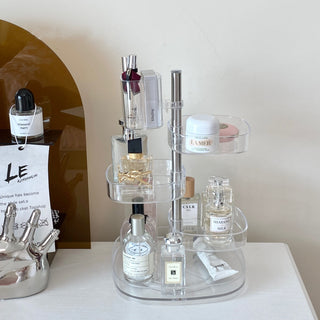 Clear Acrylic Multi-Tier Rotating Rack for Cosmetics Storage