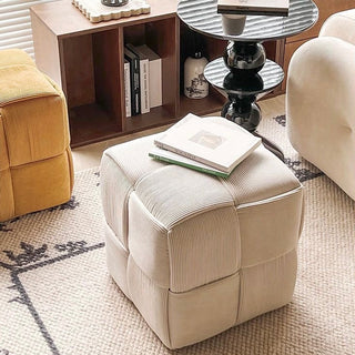 Cube-shaped woven stoolin  ottoman 38cm high