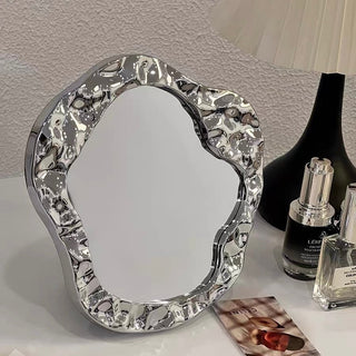 Silver Textured Tabletop Mirror  Mirror Tray
