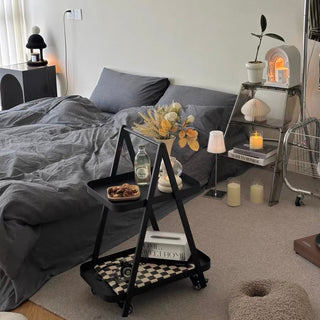 Caster-equipped Triangle Side Table