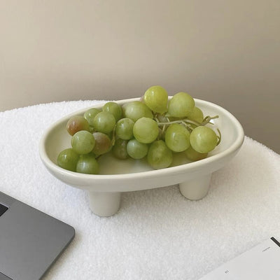 Footed Ceramic Oval Tray Plate