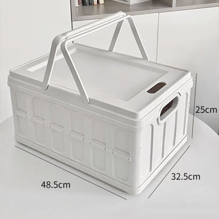 Foldable storage container with handle white