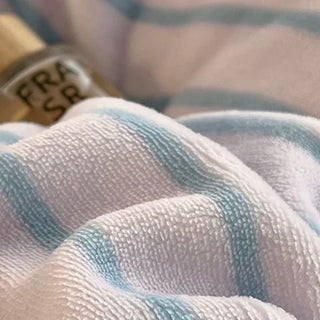 Blue Stripe Piping Thick Milk Fleece Winter Duvet Cover Set