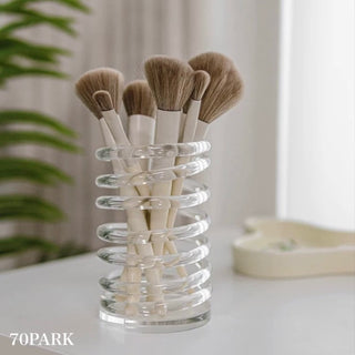 Acrylic Clear Spring Brush Stand Pen Holder