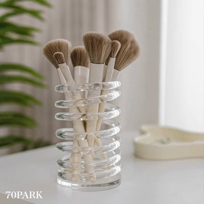 Acrylic Clear Spring Brush Stand Pen Holder