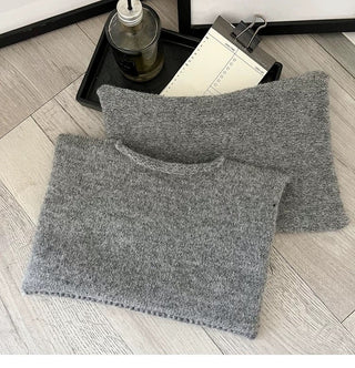 Gray Simple Knit Tissue Case Tissue Cover