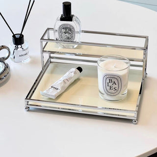 Silver Frame Wide Two-Tier Storage Rack