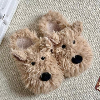 Puppy Fluffy Room Shoes   3 Sizes  Indoor Slippers  Terrier Dog
