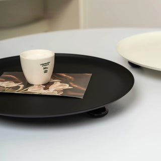 Legged Monotone Large Iron Round Tray  Cosmetic Storage