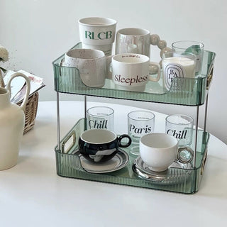 Clear Stripe Pattern Tier Cosmetic Storage Rack