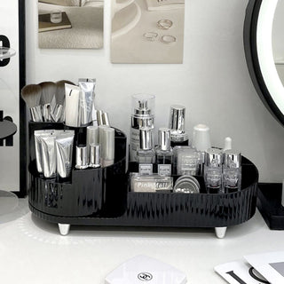 360 Degree Rotating Brush Stand with Cosmetic Storage Tray