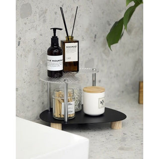 Acrylic Wood Wave Two-Tier Storage Rack  with Tray