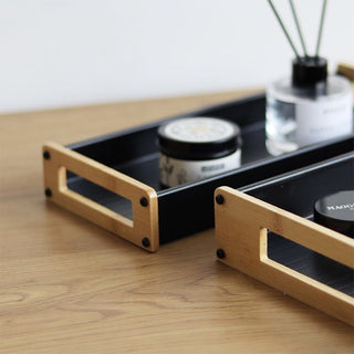 Bamboo Handle Storage Tray Set of 2