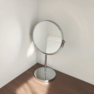 Adjustable Angle Round Tabletop Stand Mirror Silver Mirror