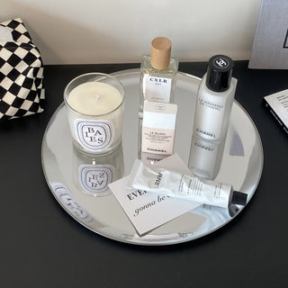 Silver Color Mirror Accessory Tray Plate