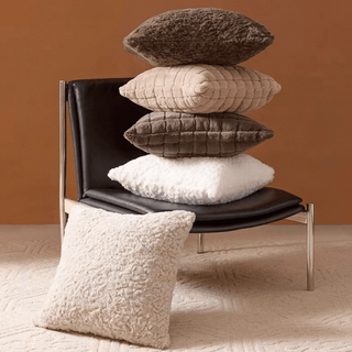 Rich Faux Fur Grid Cushion Cover  45 x 45 cm