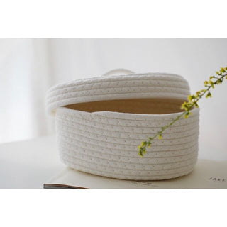 Rope Braided Small Item Storage Basket with Lid