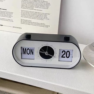 Monochrome Analog Clock Desk Clock with Alarm Function