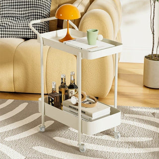 Handle Castered Iron Two-Tier Side Table