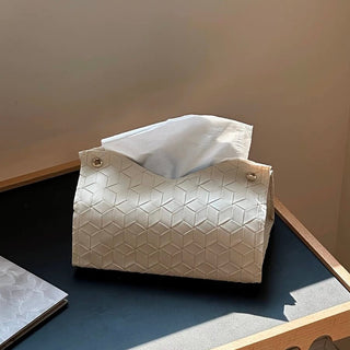 Geometric Pattern Embossed Faux Leather Tissue Case