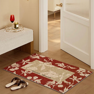 Red Leaf Pattern Entrance Mat 50x80 Mud Removal Mat