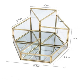 Hexagonal Gold Frame Clear Brush Stand