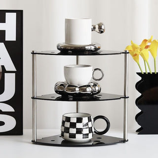 Cheese-themed perforated three-tiered corner rack   Cosmetic storage