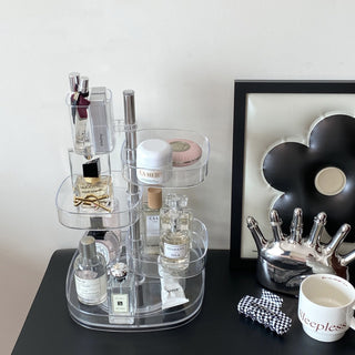 Clear Acrylic Multi-Tier Rotating Rack for Cosmetics Storage