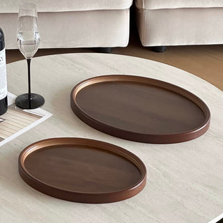 Oval-shaped simple retro wood trayin 2 sizes for storage small item holder perfume storage.