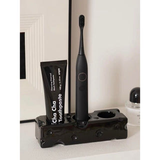 Cheese motif ceramic toothbrush stand
