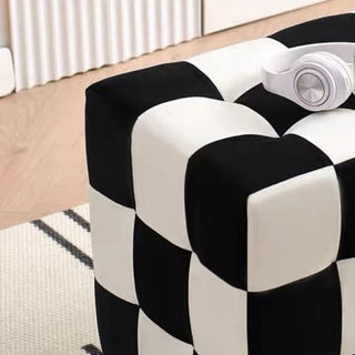 Cube-shaped checkerboard pattern stool ottoman checkerboard pattern