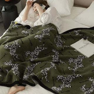 Zebra print knit blanket 130 x 170 cm lap blanket multi-cover