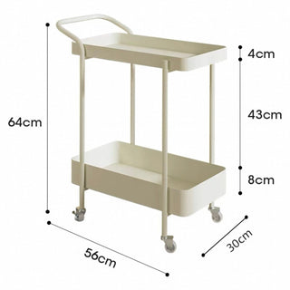 Handle Castered Iron Two-Tier Side Table