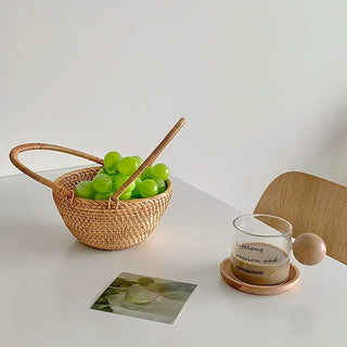 Rattan Picnic Basket with Handles Storage Basket