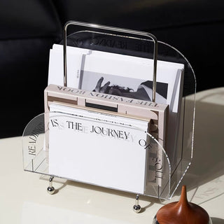 Portable Clear Acrylic Magazine Rack Storage