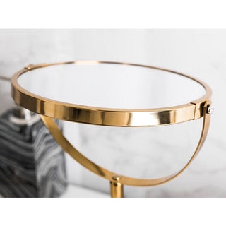 Round Marble Gold Stand Double-Sided Mirror