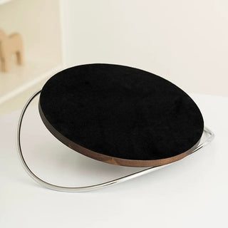 Stainless steel handle wood round display tray storage