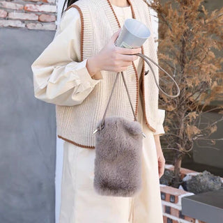 Color Faux Fur Smartphone Shoulder Bag