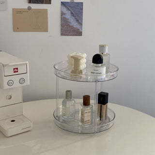 Clear Acrylic Rotating Three-Tier Rack Cosmetic Storage Tray