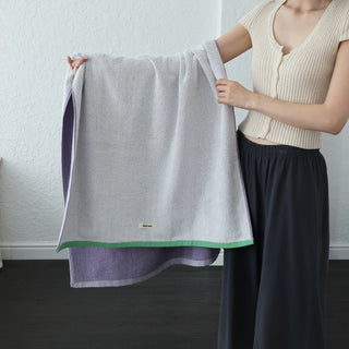 Two-tone solid color bath towel 100% combed cotton absorbent large size towel blanket
