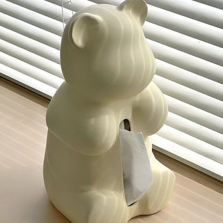 Bear motif ceramic tissue case