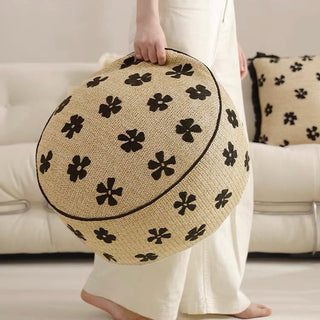 Straw material Flower Bead Cushion Pouf  Chair