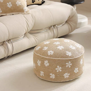 Straw material Flower Bead Cushion Pouf  Chair